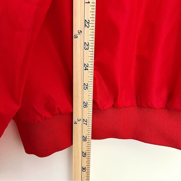 Red Snap Nylon Jacket Sporty Pullover Vintage Windbreaker Coat Primary Size XXL - Picture 12 of 16
